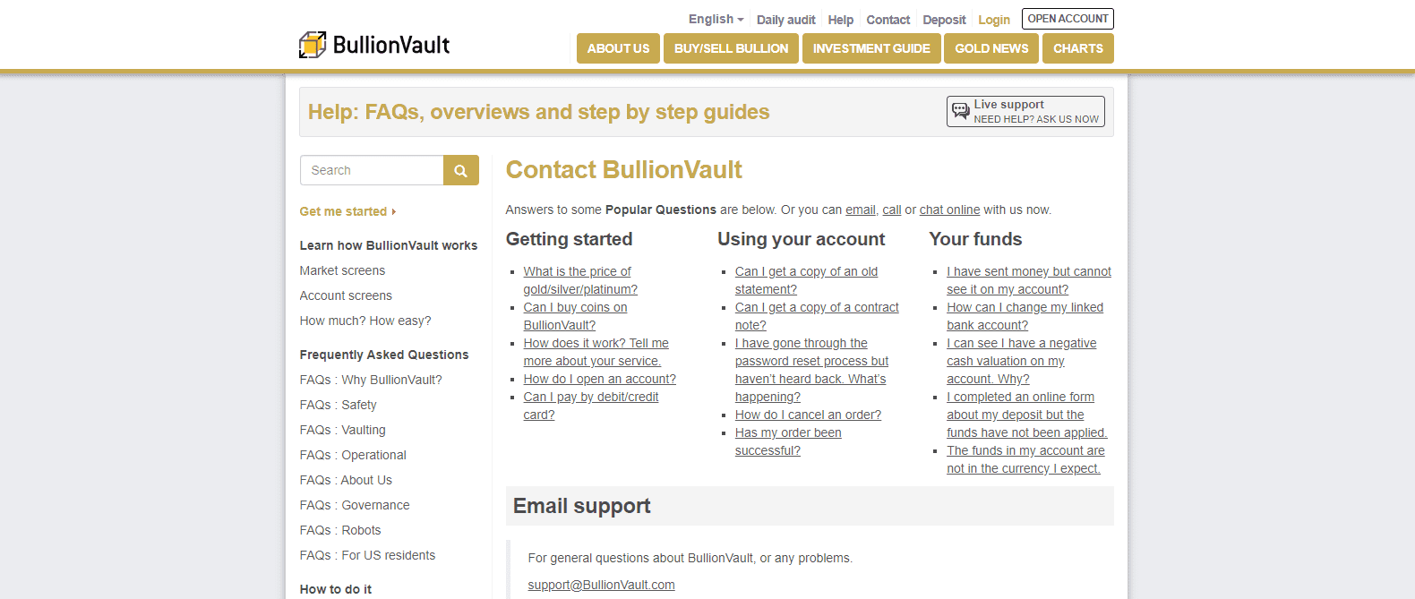 BullionVault Review customer contact info
